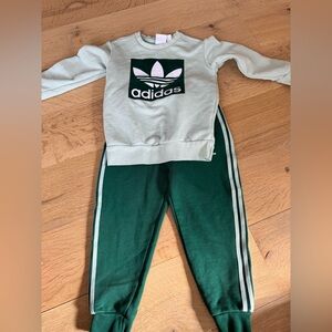 adidas Kids Green and Light Mint Sweatshirt & Track Pants Set